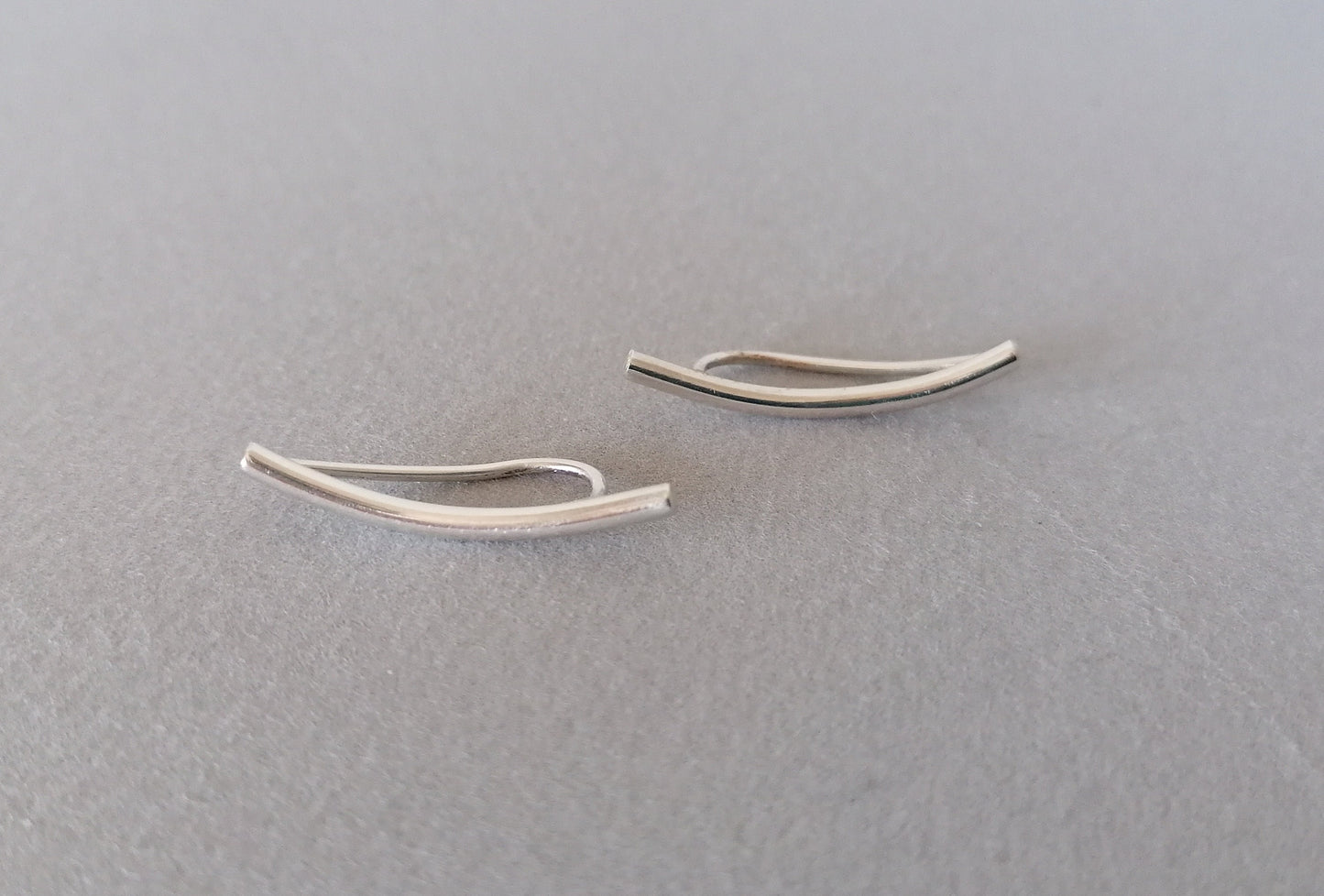Sterling Silver Ear Climber 925 – Minimal Curved Bar Earring for Women