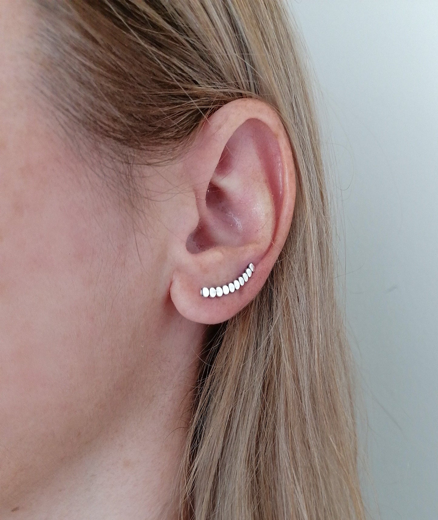 Tiny Circle Ear Climbers – Sterling Silver Dot Earrings