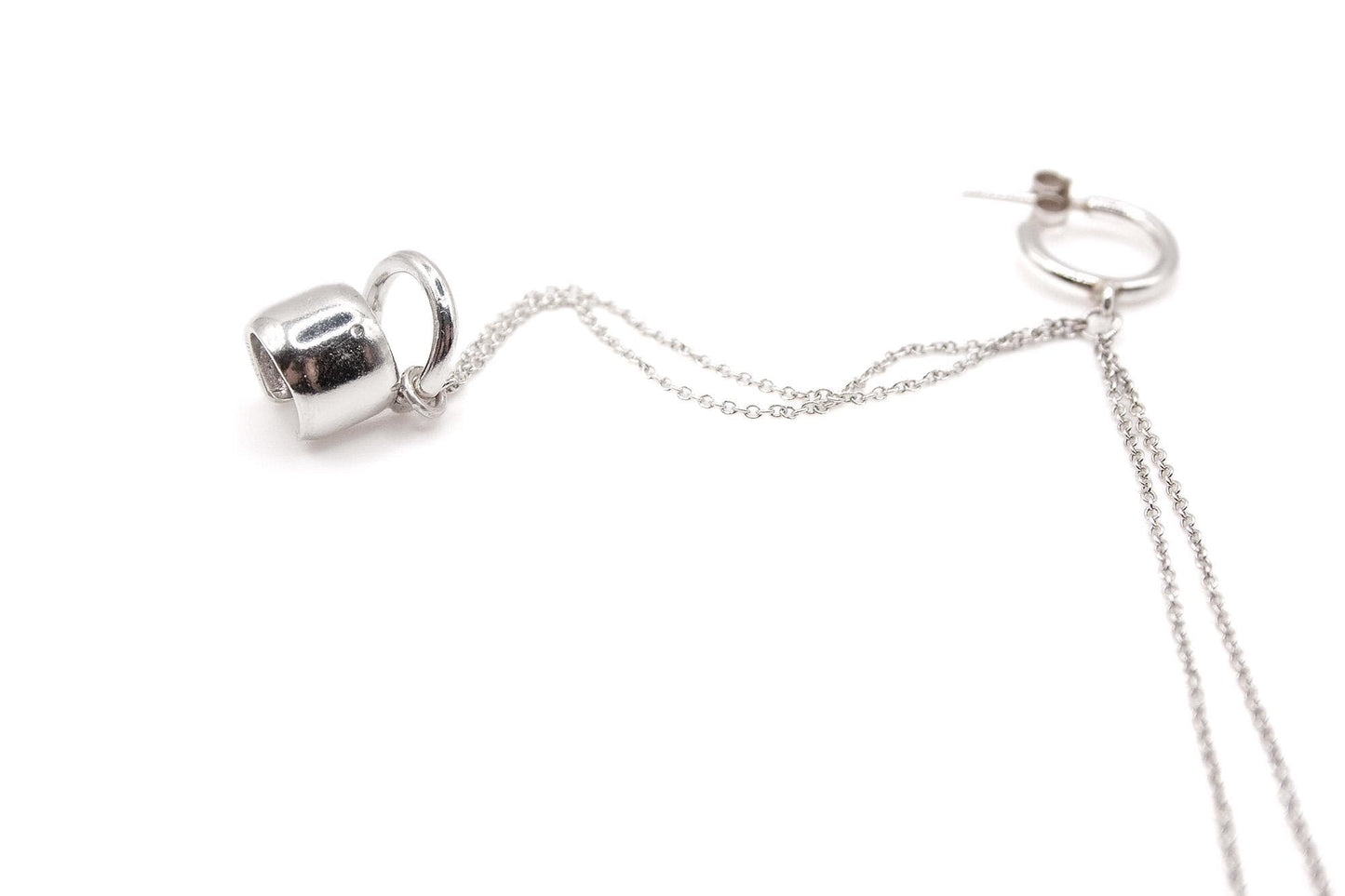 Helix Chain Ear Cuff and Hoop Earring – Sterling Silver