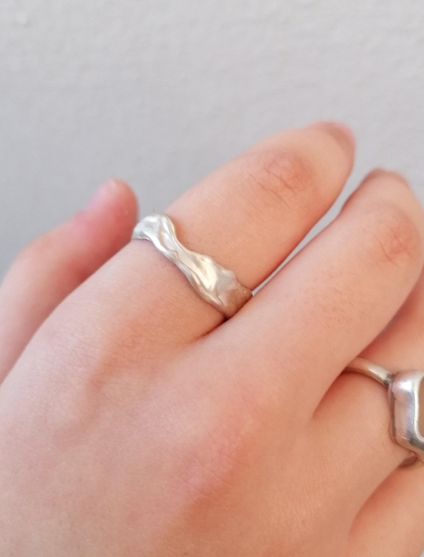 Irregular Wave Band Ring – Sterling Silver