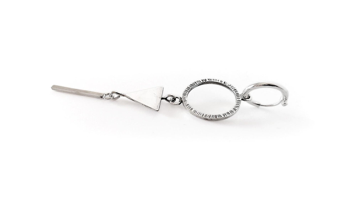 Geometric Sterling Silver Hoop Earring with Triangle Dangle