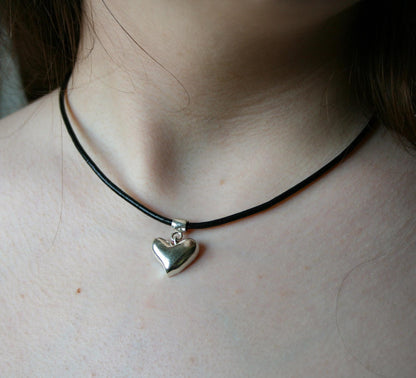 Puffy Heart Sterling Silver Necklace