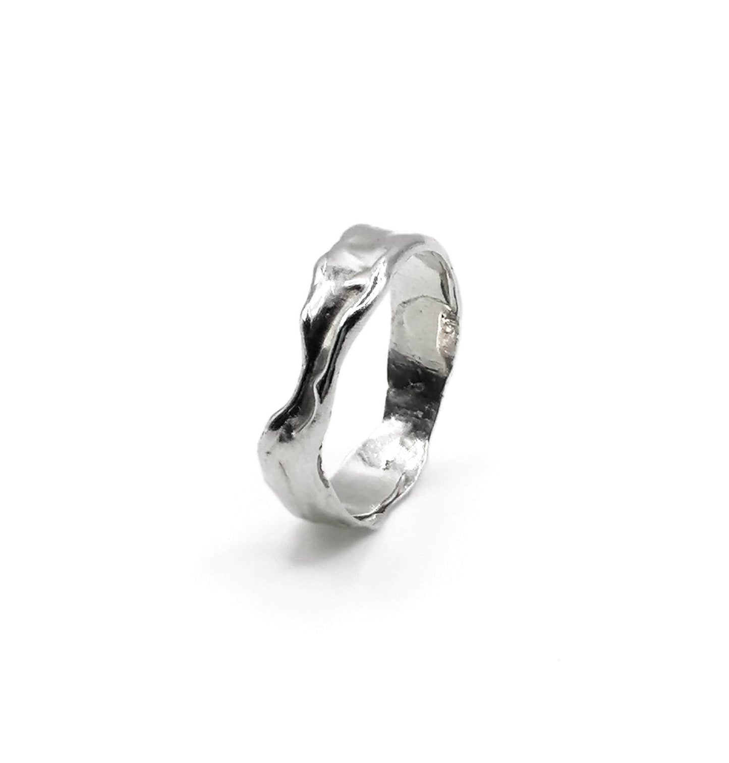 Irregular Wave Band Ring – Sterling Silver