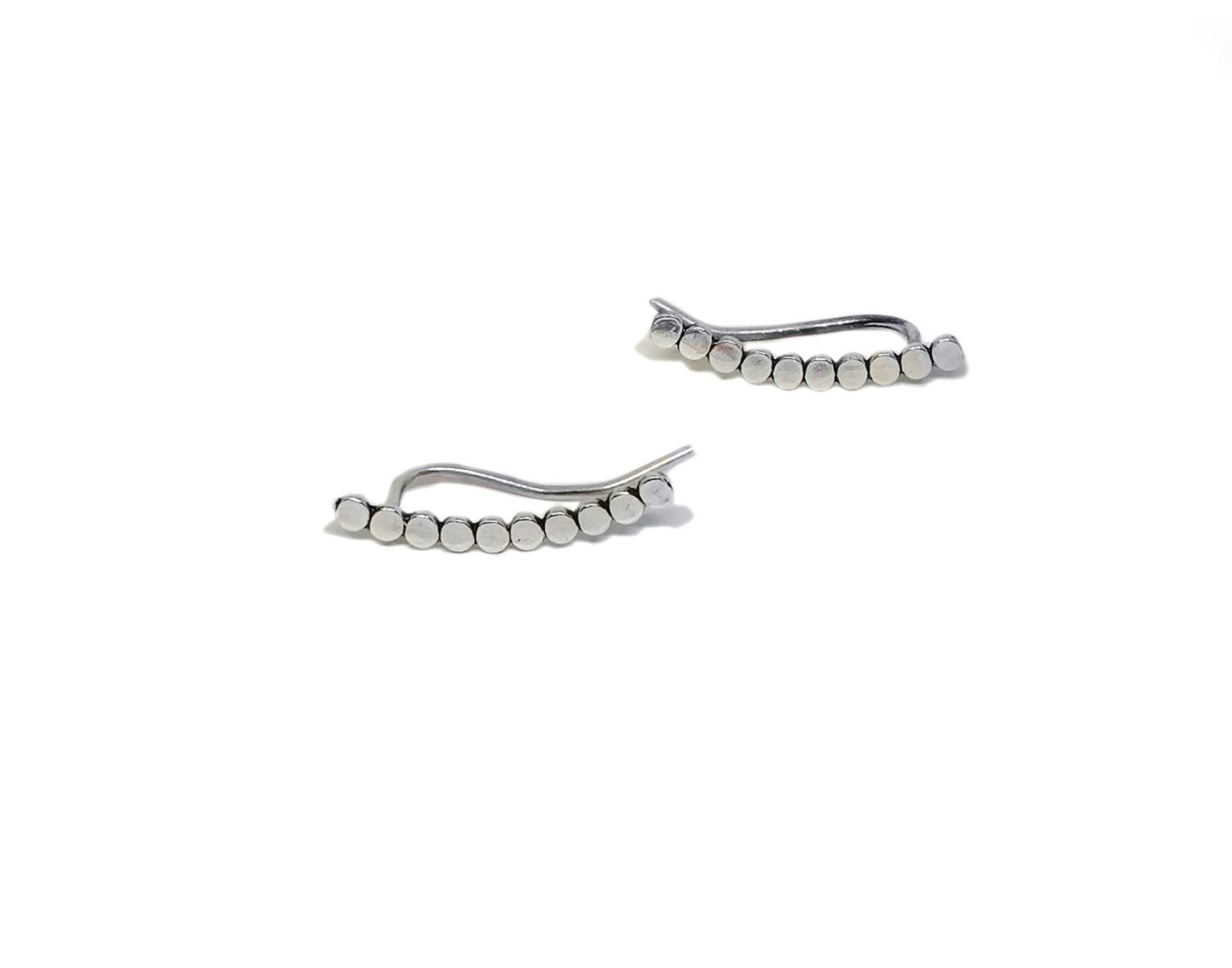 Tiny Circle Ear Climbers – Sterling Silver Dot Earrings