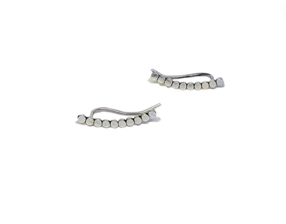Tiny Circle Ear Climbers – Sterling Silver Dot Earrings