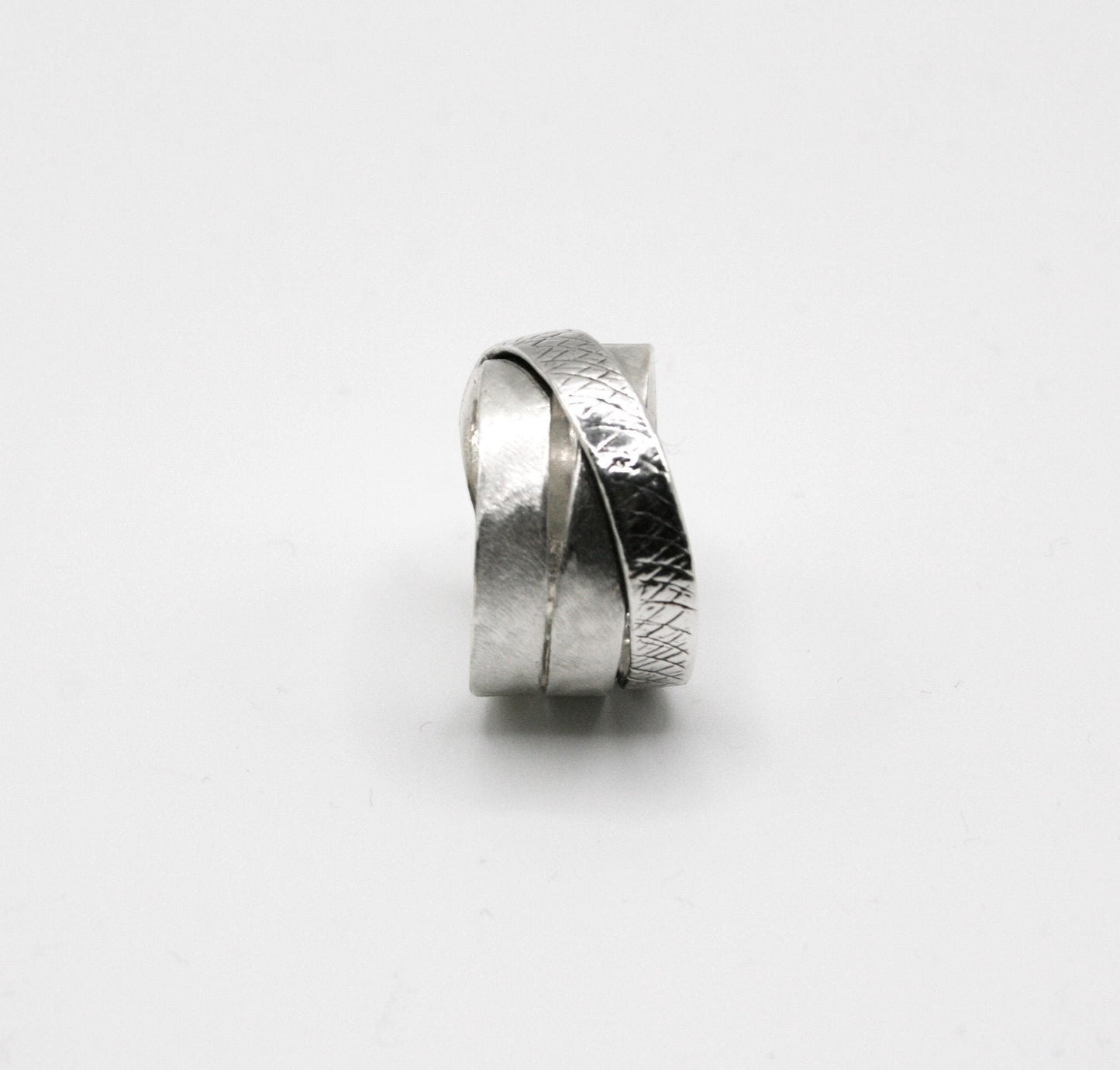 Wide Sterling Silver Ring for Women | 925 Multi-Band Textured Statement Ring