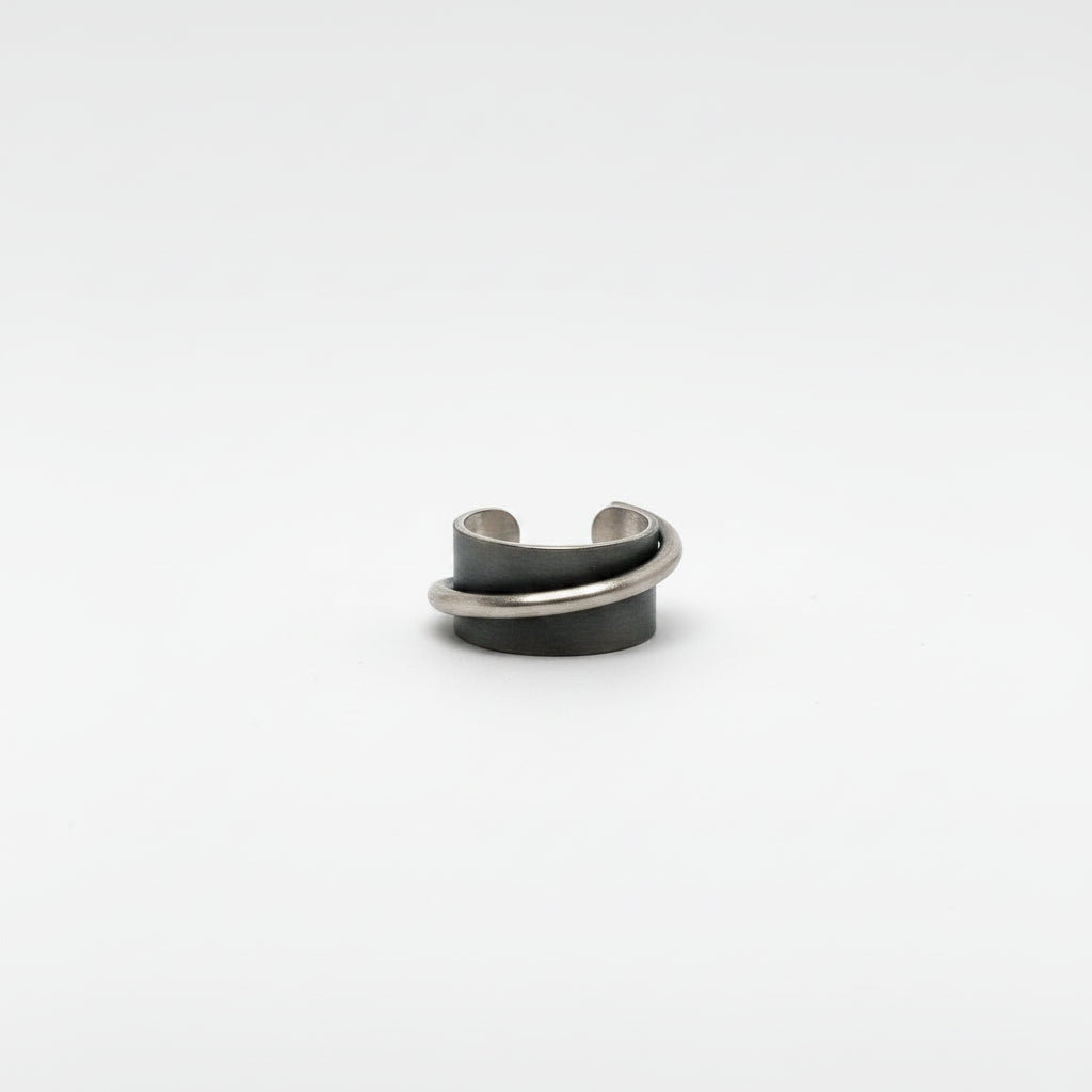 Silver ring on a white background