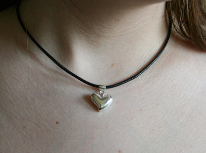 Puffy Heart Sterling Silver Necklace