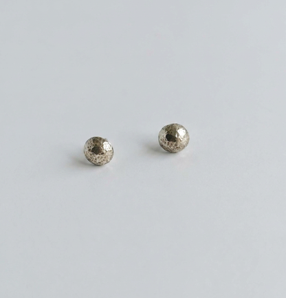 Hammered Dome Stud Earrings in Sterling Silver 925 – Half Dome Button Studs