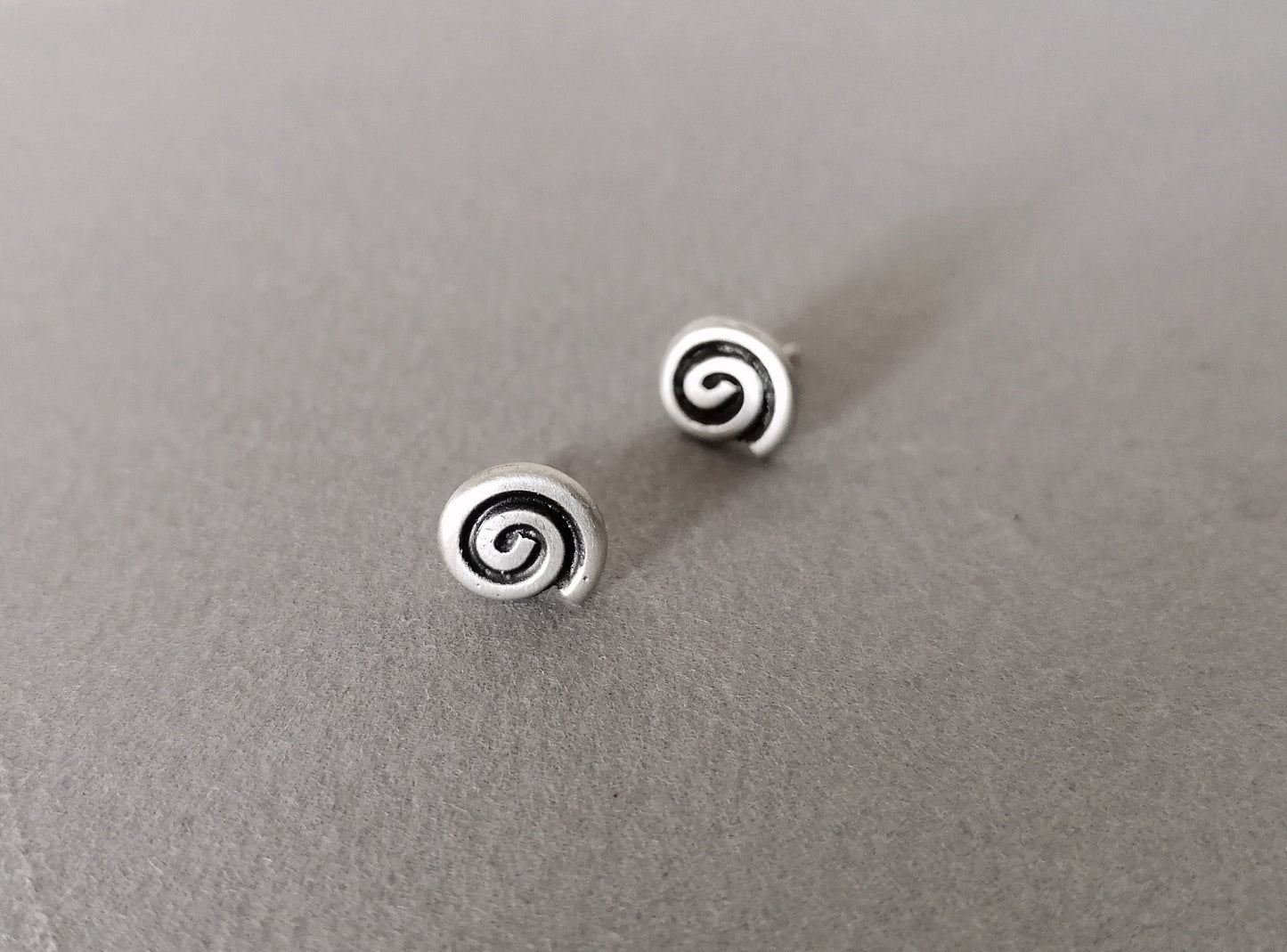Sterling Silver Spiral Stud Earrings 925 – Minimal Greek Symbol Jewelry for Women