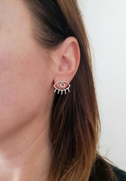 Evil Eye Sterling Silver Stud Earrings