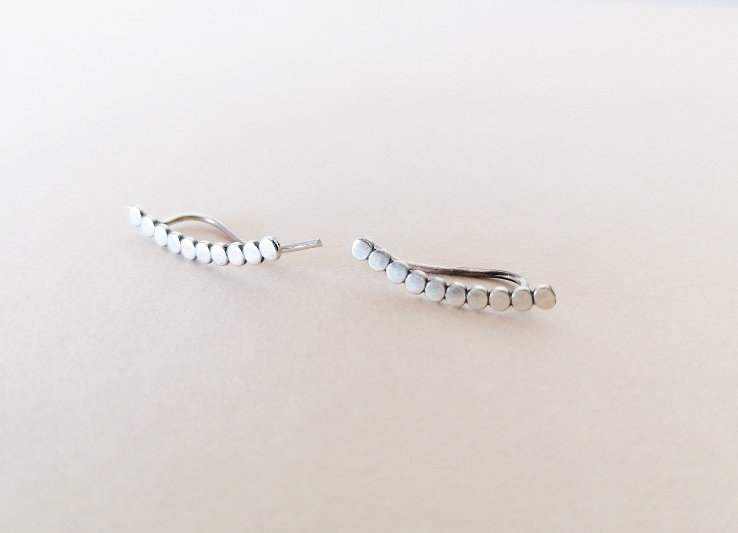 Tiny Circle Ear Climbers – Sterling Silver Dot Earrings