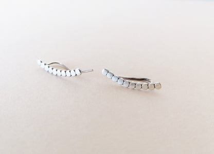 Tiny Circle Ear Climbers – Sterling Silver Dot Earrings