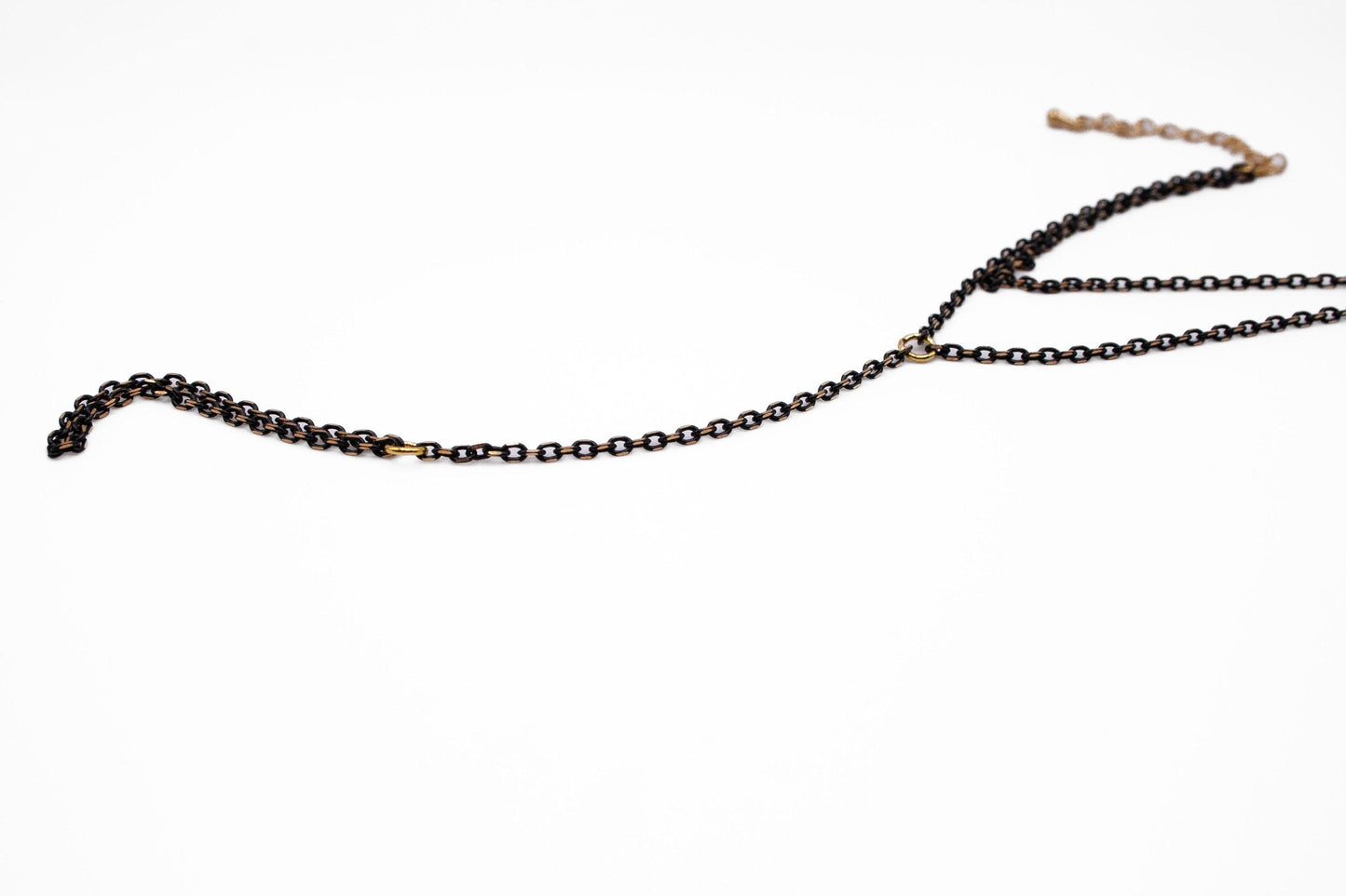 Black & Gold Steel Hand Chain Bracelet: Gothic Boho Jewelry