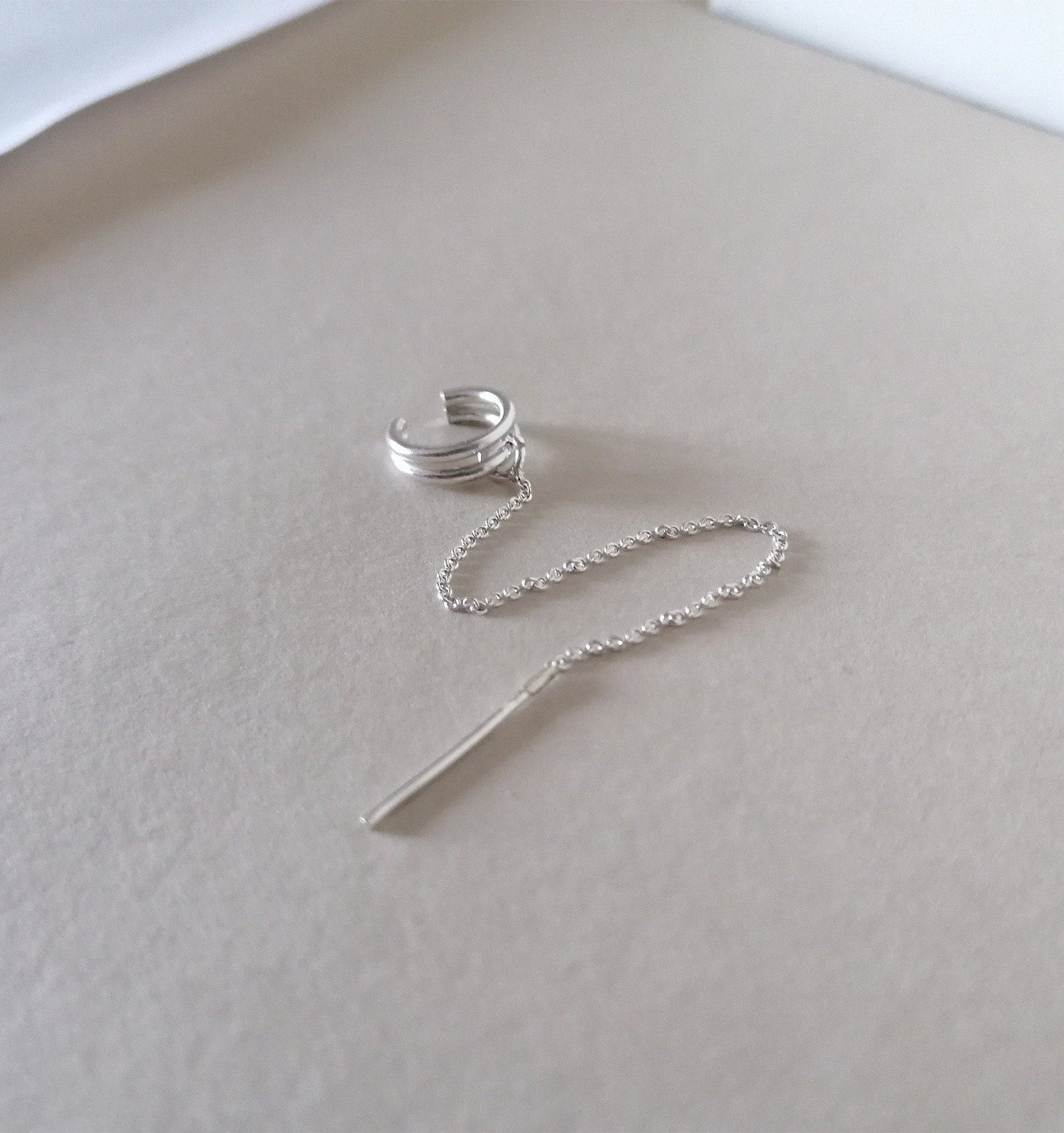 Ear Cuff Chain Earring No Piercing Conch Earring made of Silver 925