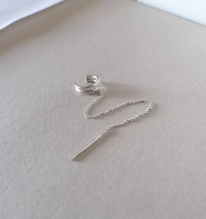 Ear Cuff Chain Earring No Piercing Conch Earring made of Silver 925