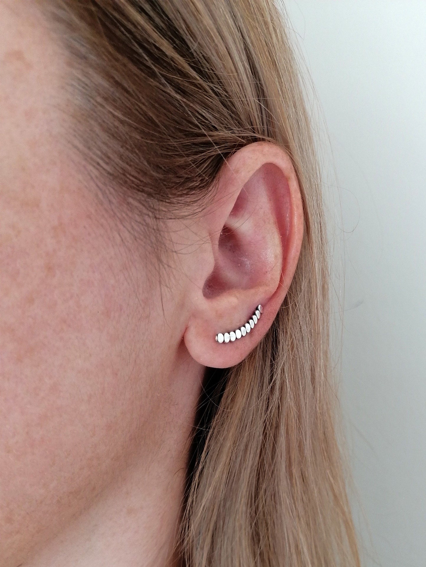 Tiny Circle Ear Climbers – Sterling Silver Dot Earrings
