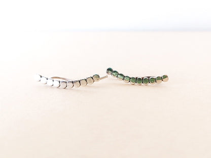 Tiny Circle Ear Climbers – Sterling Silver Dot Earrings