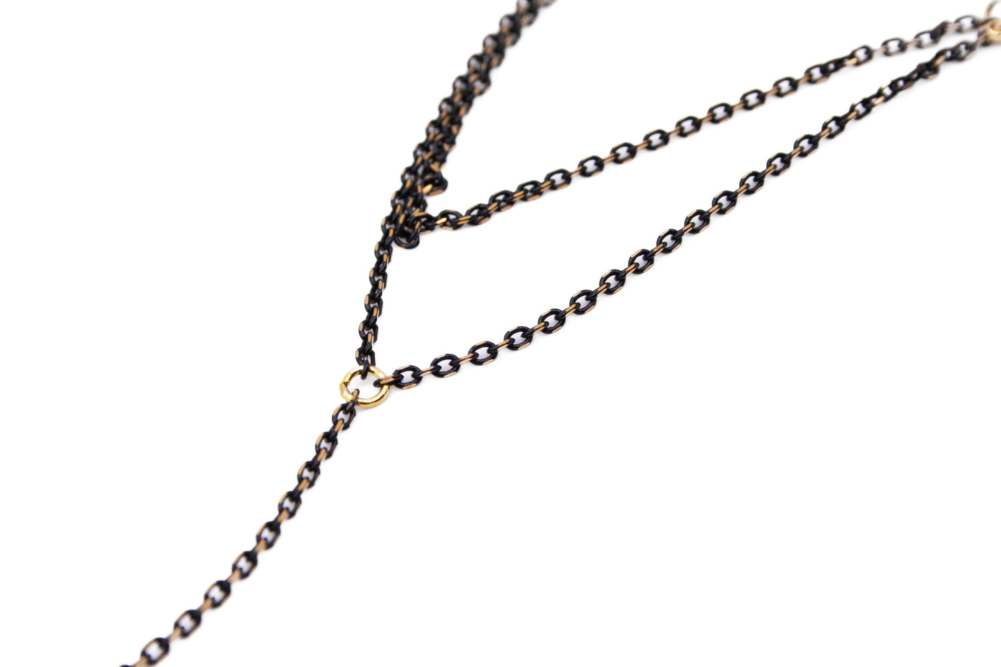 Black & Gold Steel Hand Chain Bracelet: Gothic Boho Jewelry