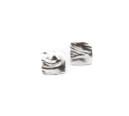 Sculptural Square Stud Earings – Handcrafted in Sterling Silver 925