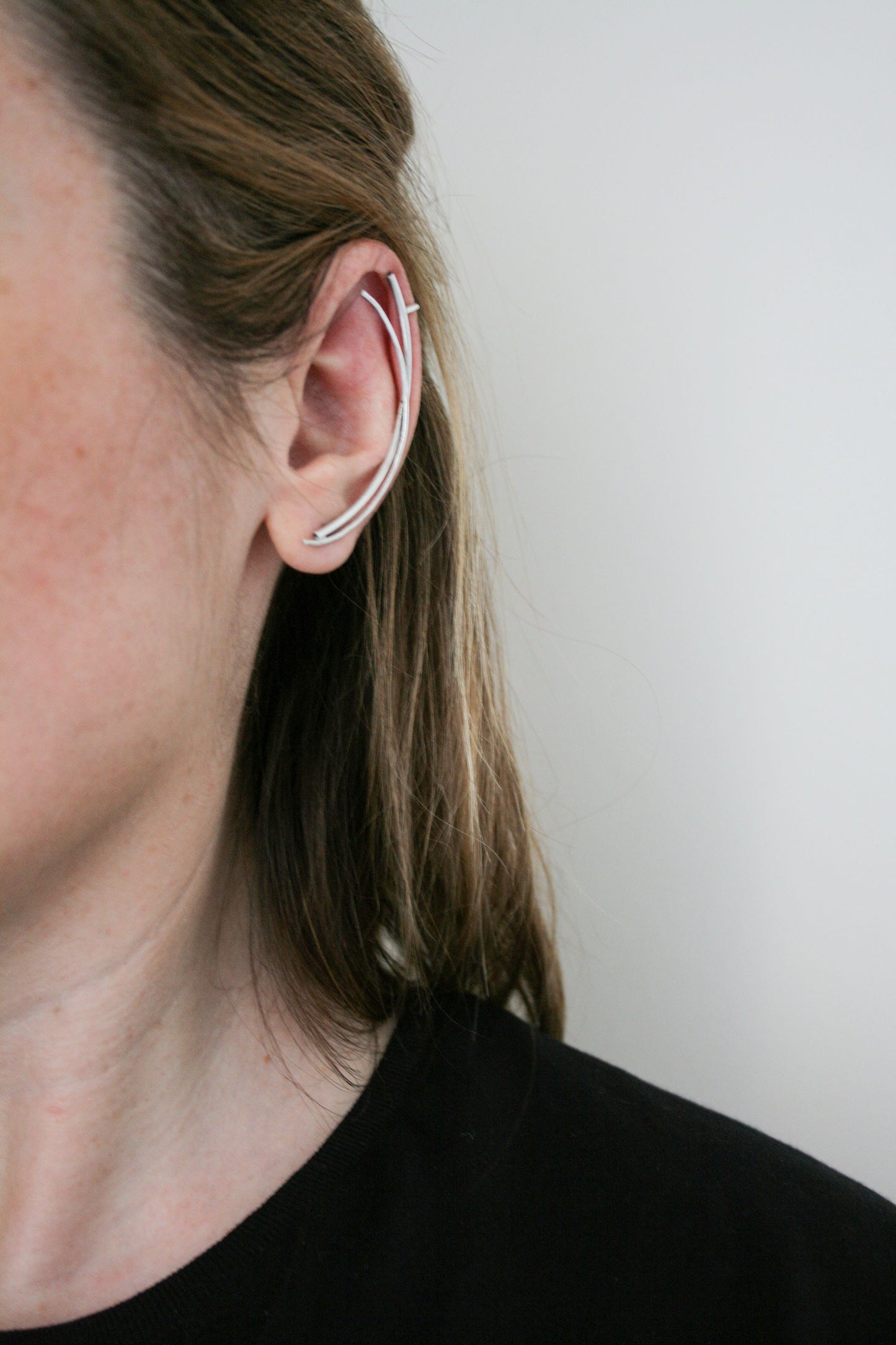 Sterling Silver Ear Climber Earring 925 – Minimal Ear Cuff for Women, Modern Jewelry