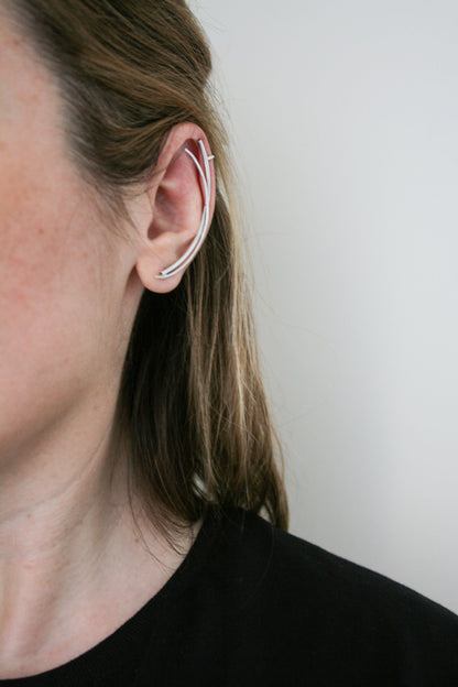 Sterling Silver Ear Climber Earring 925 – Minimal Ear Cuff for Women, Modern Jewelry