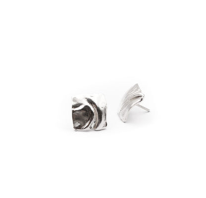Sculptural Square Stud Earings – Handcrafted in Sterling Silver 925
