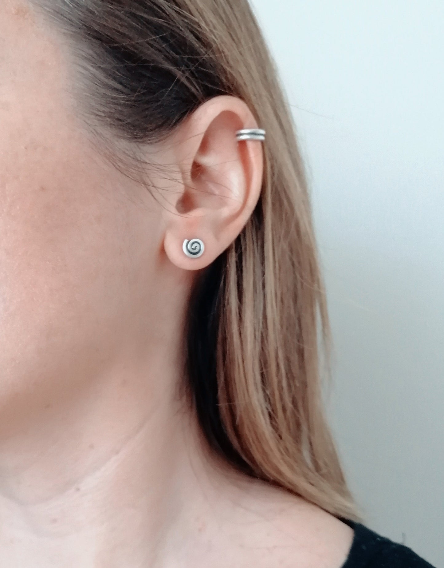 Sterling Silver Spiral Stud Earrings 925 – Minimal Greek Symbol Jewelry for Women