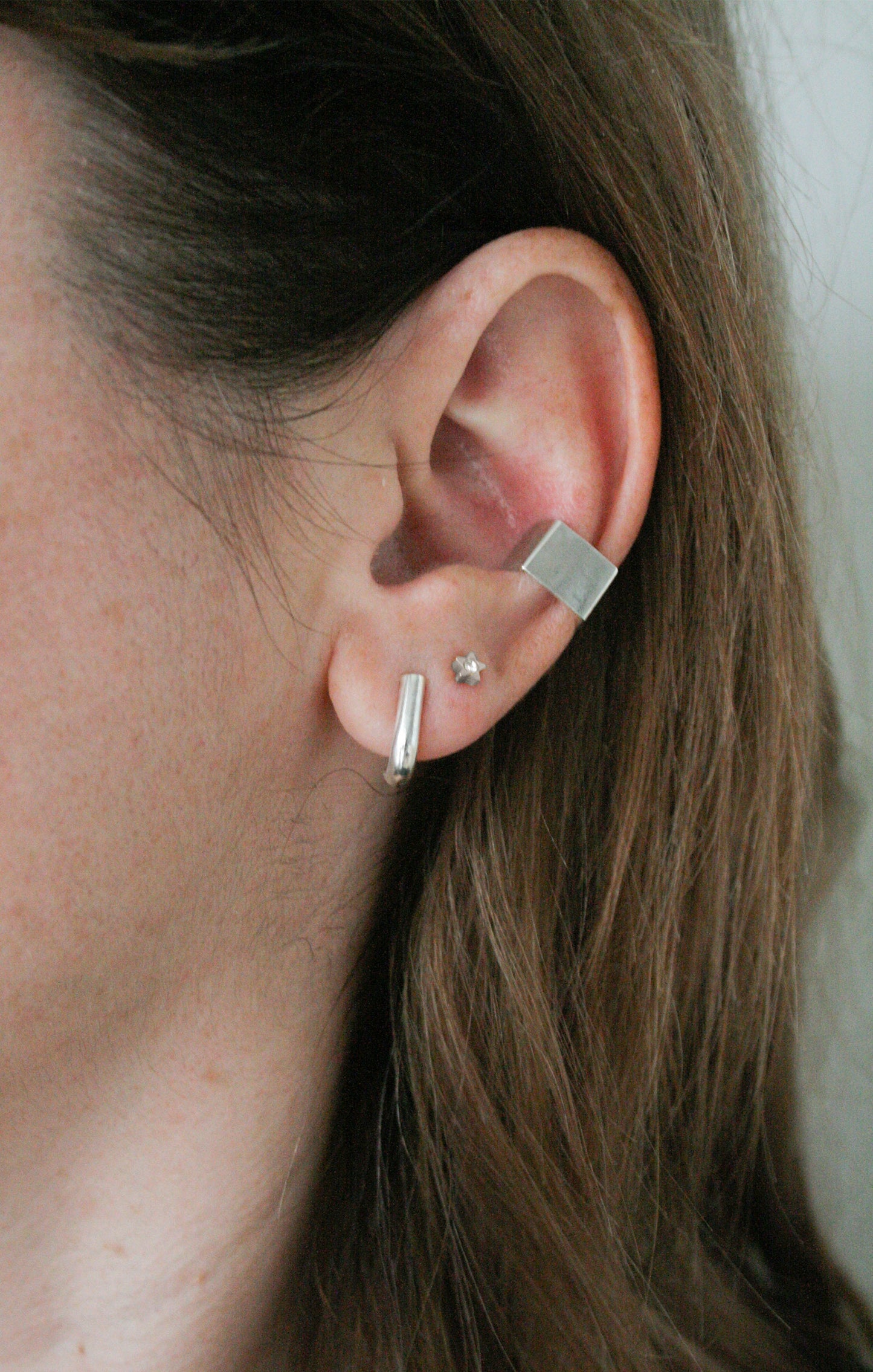 Unusual Chunky Conch Ear Cuff Earring Sterling Silver 925 Geometric Jewellery