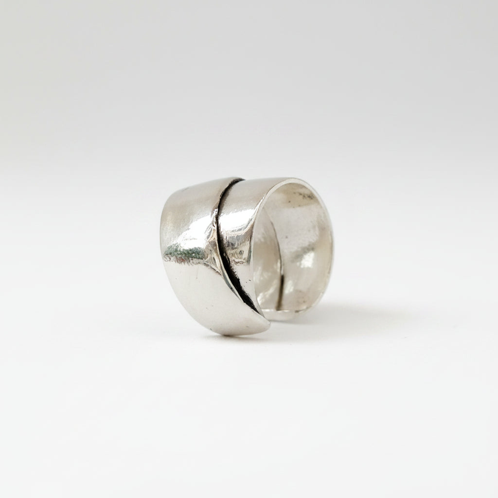 Silver ring on a white background