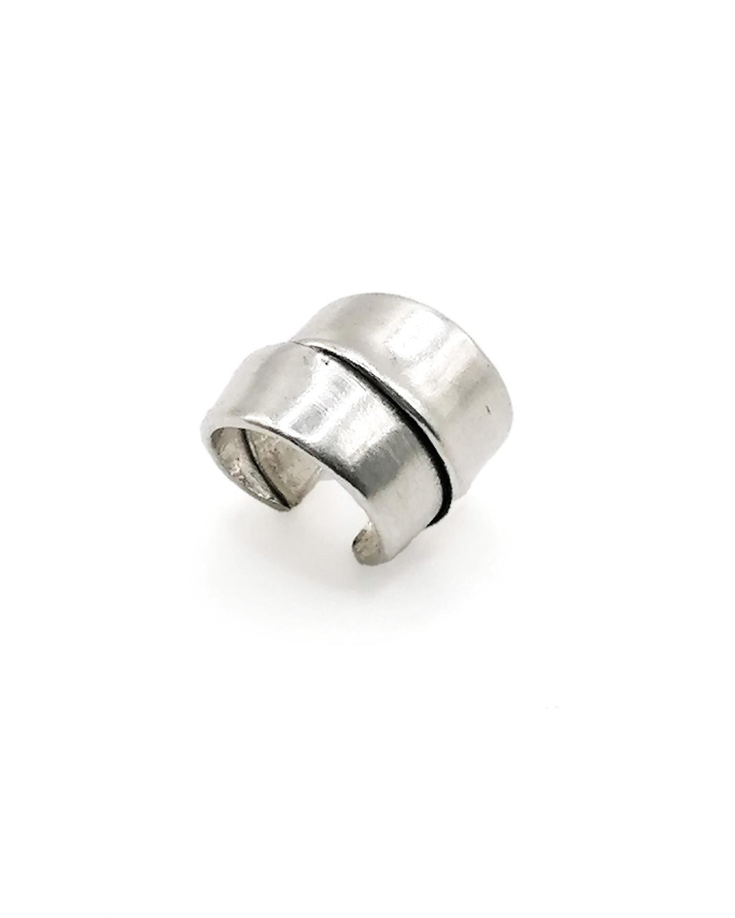 Silver ring on a white background