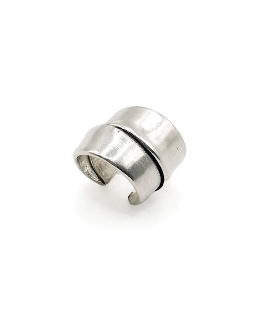 Silver ring on a white background