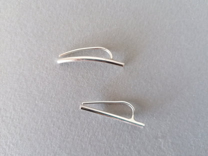 Sterling Silver Ear Climber 925 – Minimal Curved Bar Earring for Women