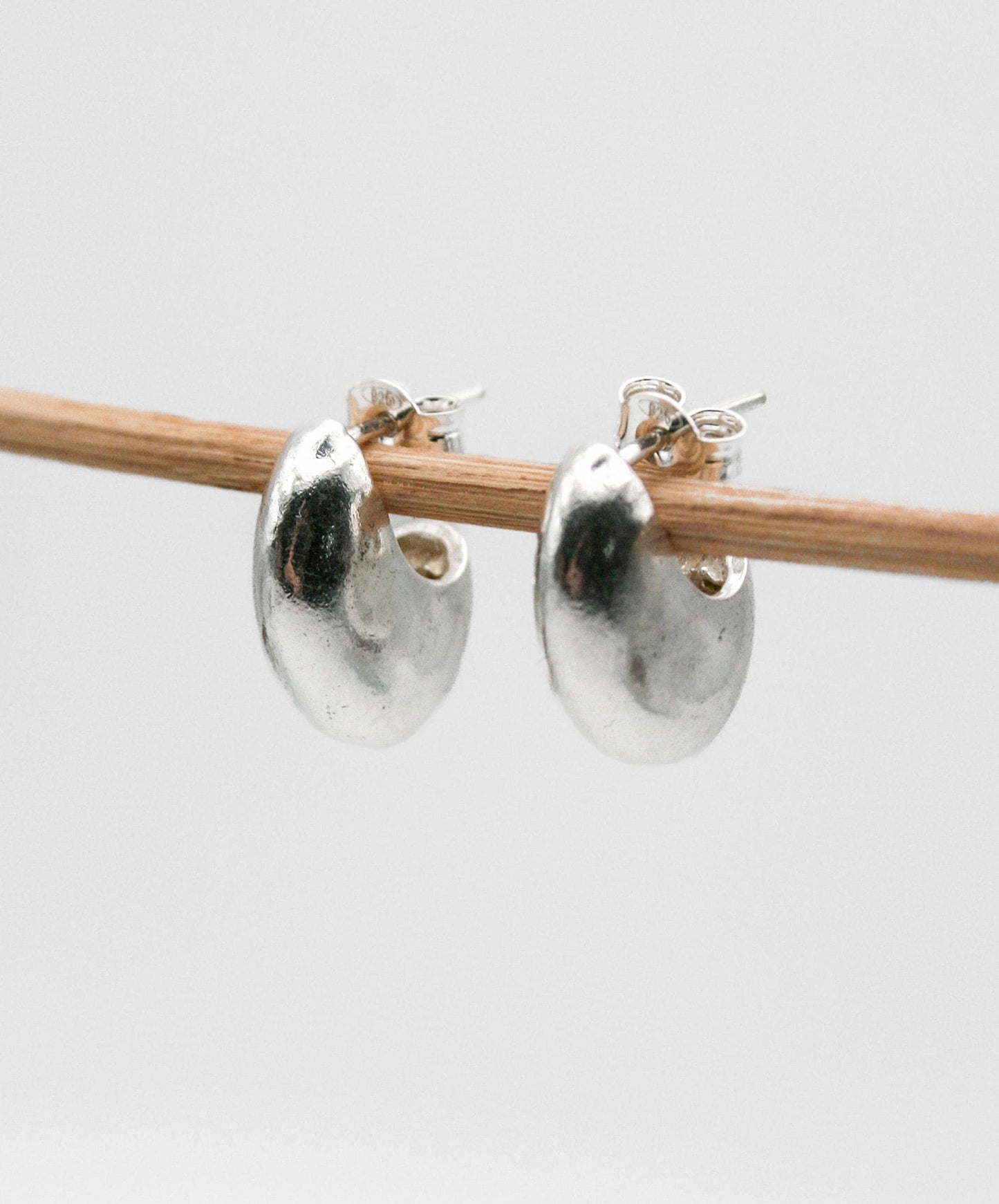 Small Chunky Sterling Silver Hoop Earrings