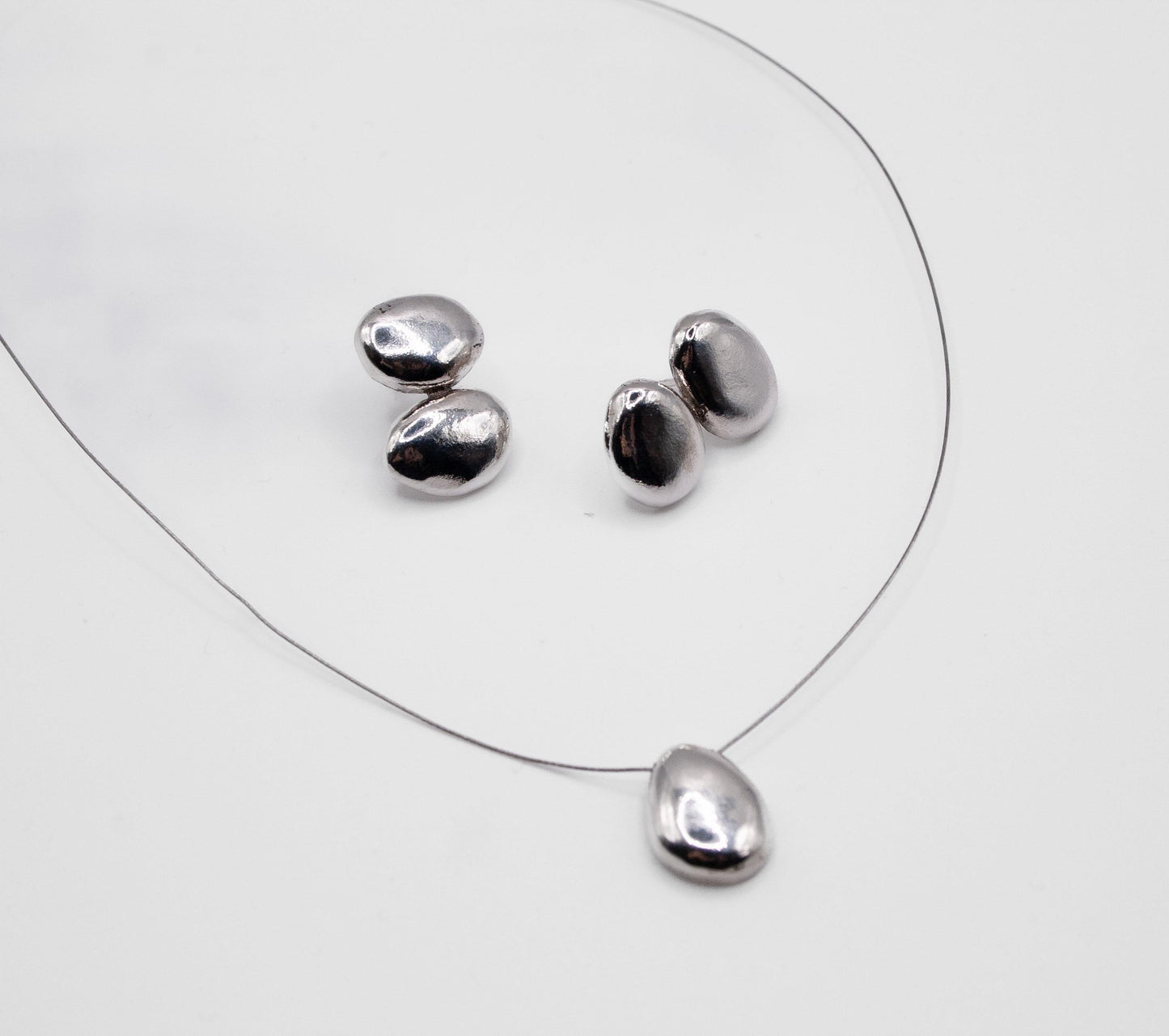 Organic Silver Pebble Stud Earrings – Sterling Silver