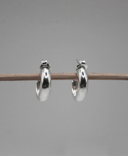 Chunky Small Sterling Silver Hoop Earrings