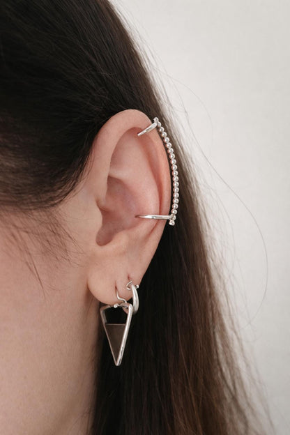 Long Beaded Sterling Silver Ear Cuff – No Piercing