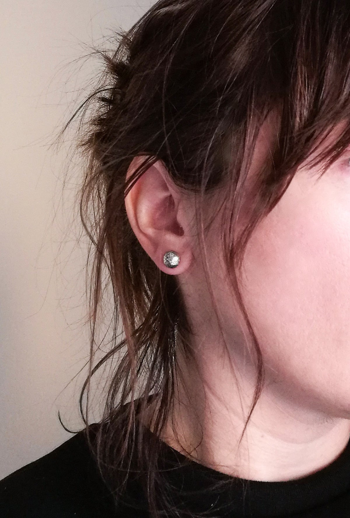 Hammered Dome Stud Earrings in Sterling Silver 925 – Half Dome Button Studs