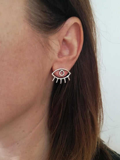 Evil Eye Sterling Silver Stud Earrings