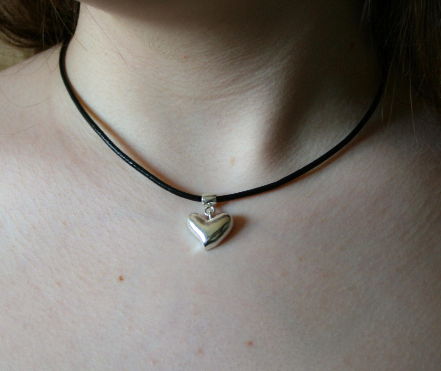 Puffy Heart Sterling Silver Necklace