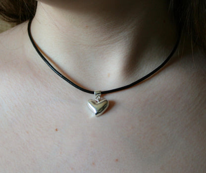 Puffy Heart Sterling Silver Necklace