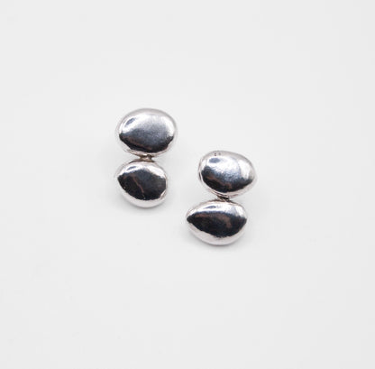 Organic Silver Pebble Stud Earrings – Sterling Silver