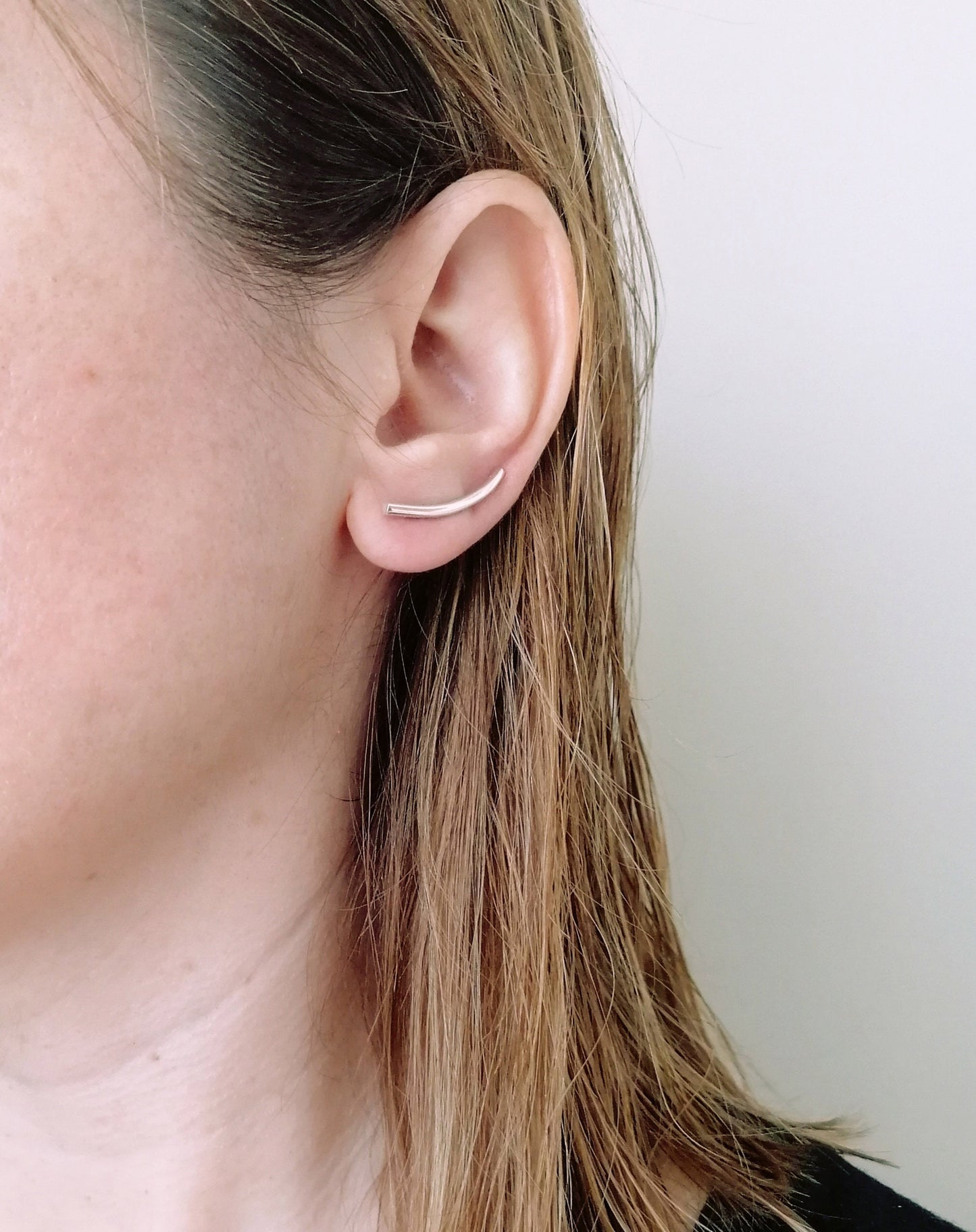 Sterling Silver Ear Climber 925 – Minimal Curved Bar Earring for Women