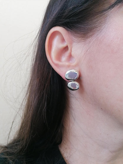 Organic Silver Pebble Stud Earrings – Sterling Silver