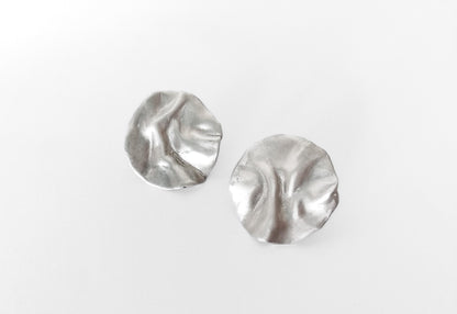 Melted Disc Sterling Silver Stud Earrings