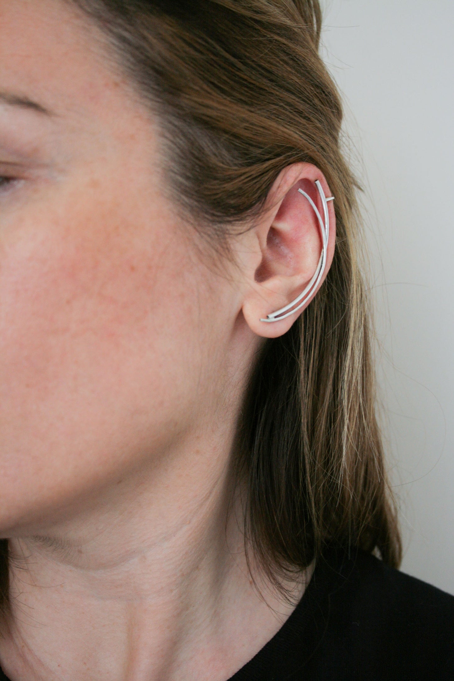 Sterling Silver Ear Climber Earring 925 – Minimal Ear Cuff for Women, Modern Jewelry