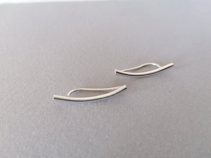 Sterling Silver Ear Climber 925 – Minimal Curved Bar Earring for Women