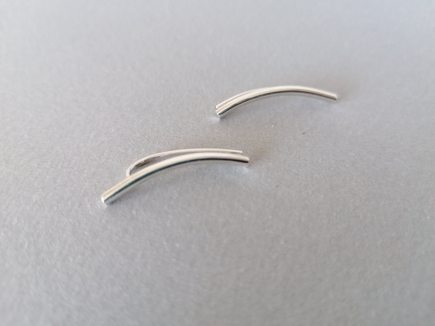 Sterling Silver Ear Climber 925 – Minimal Curved Bar Earring for Women