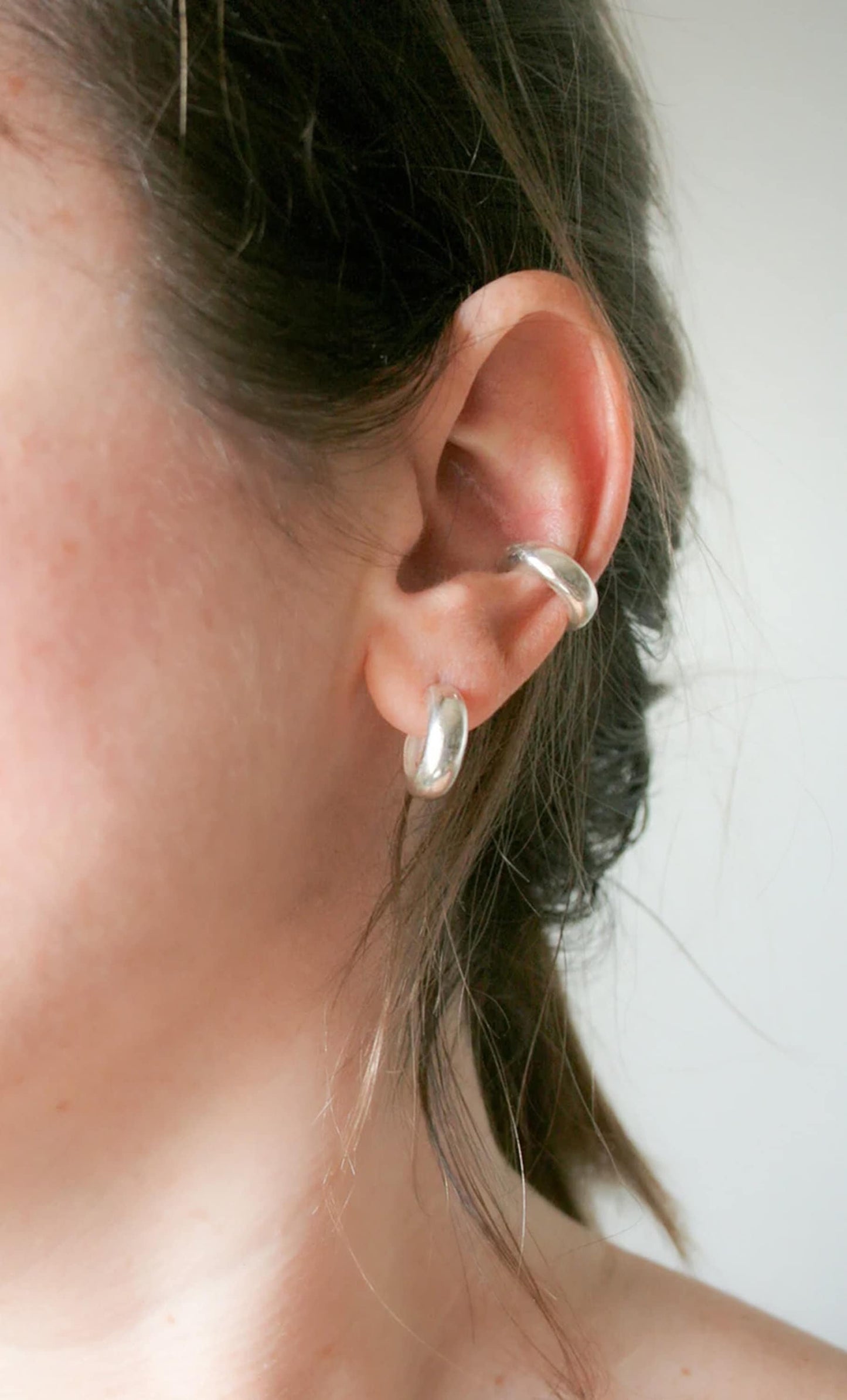 Chunky Small Sterling Silver Hoop Earrings
