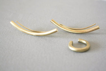 Gold Brass Ear Climber Cuff Set – Minimal Ear Pins